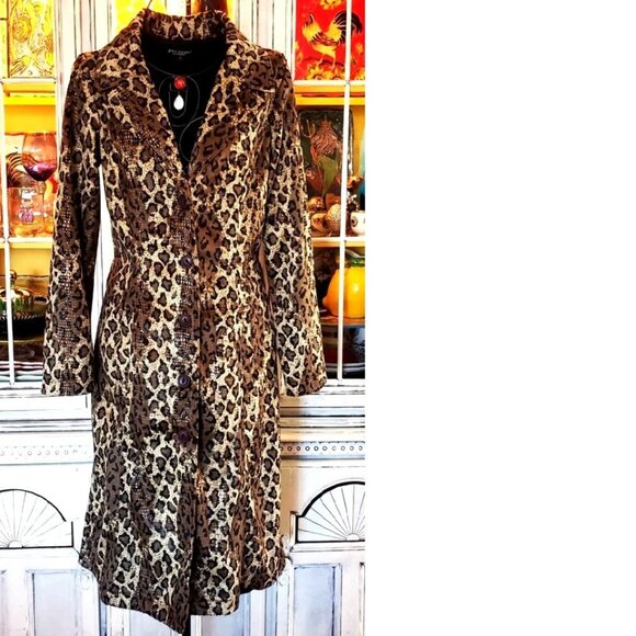 Vintage Betsey Johnson New York Leopard Velvet Snake Overlay Dress Coat Jacket S - Picture 2 of 14